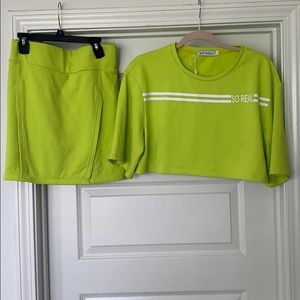 Lime green skirt set
